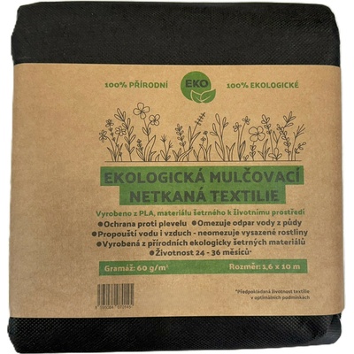 Spunbond Ekologická netkaná textilie ECO PLA, 60g/m2, 5m x 1,6m černá, 100% rozložitelná – Zboží Dáma