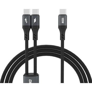 Dudao L3F 2в1 кабел 100W 1.2m 2 x USB-C - черен (6976625333493)