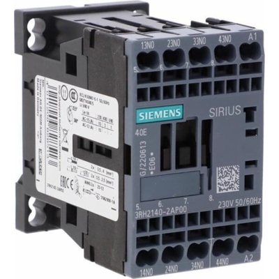 Siemens Pomocné relé S00 4NO AC 230V 50/60 Hz. Pružinové svorky 3RH2140-2AP00