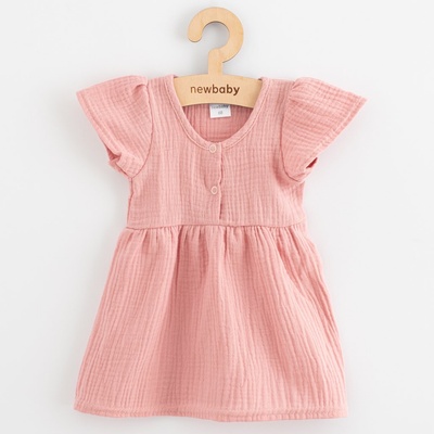 Kojenecké mušelínové šaty New Baby pink – Zboží Dáma