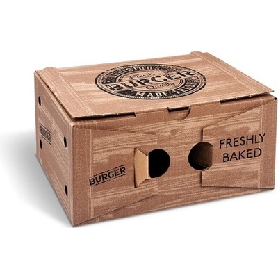 HAKY Burger box mikrovlnitá lepenka 2dielny kraft s potlačou 210 x 160 x 100 mm