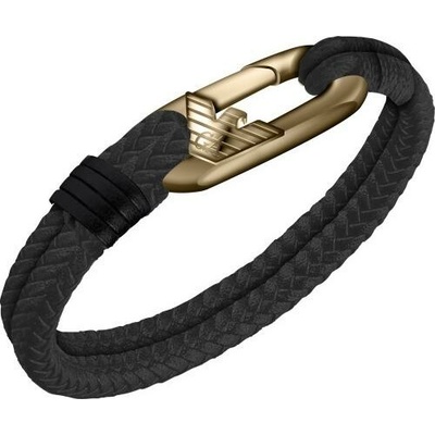 Emporio Armani Černý kožený náramek EGS3245710