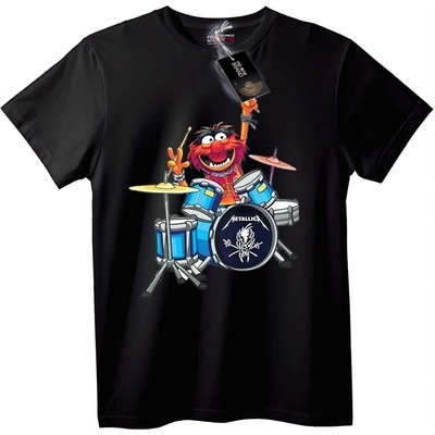 NOONEBRAND Тениска Животни Muppets Metallica барабан - XXS, Black