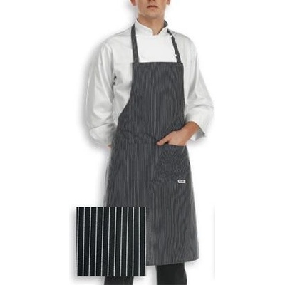 Egochef Kuchařská zástěra ke krku EGOchef jemné bílé pásy E-6103054A