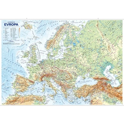 Evropa - nástěnná obecně zeměpisná mapa