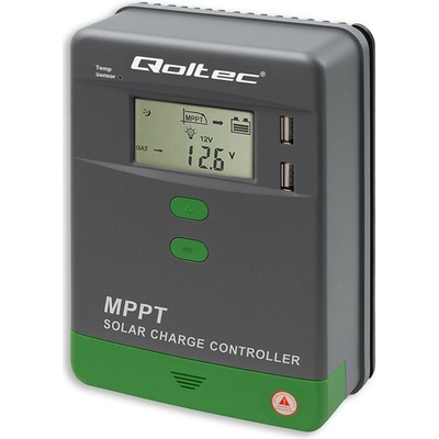 Qoltec MPPT 20A 12/24V LCD 2× USB GEL LiFePO4 53667