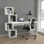 TopMebel Офис бюро Balance TopMebel от меламин в бял цвят 153, 5x60x140cm
