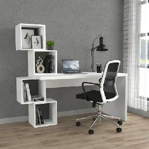 TopMebel Офис бюро Balance TopMebel от меламин в бял цвят 153, 5x60x140cm