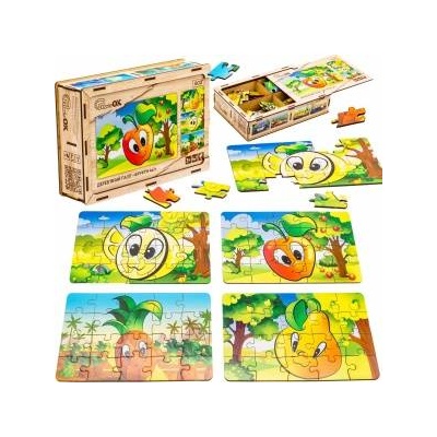 PuzzleOK Wooden Puzzle 4in1 Fruit