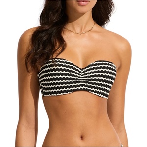 Seafolly Дамско бикини горнище Seafolly Women's Mesh Effect Bustier Bandeau Bikini top - Black - размер 32 (EU) (150-4259-0311)