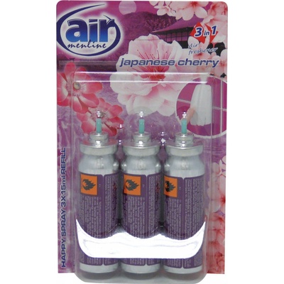 Air Menline Japanese Cherry Happy osvěžovač náhradní náplň sprej 3 x 15 ml