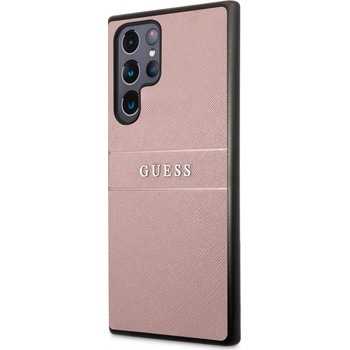 Pouzdro Guess PU Leather Saffiano Samsung Galaxy S22 Ultra, růžové