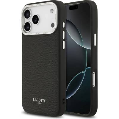 Lacoste PU кожен Champs Elysees MagSafe калъф за iPhone 17 Pro Max черен (LCHMP17XPCESK)