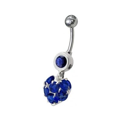 Šperky4U stříbrný piercing do pupíku tmavě modré zirkony BP01057-B
