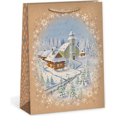 ARGUS Darčeková papierová taška (23.3 x 31.3 cm) - Zasnežený kostolík 08540080