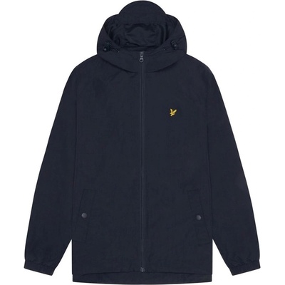 Lyle and Scott Men's Zip Through Cotton Wind Resistant Long Sleeve Hooded Rain Anorak - Navy Z271