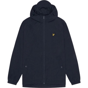 Lyle and Scott Men's Zip Through Cotton Wind Resistant Long Sleeve Hooded Rain Anorak - Navy Z271