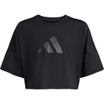 adidas Детска спортна тениска adidas Kid's Sport Icon Crop Tee Sport shirt - Black / Black - размер 128 (EU) (704-6099-0112)