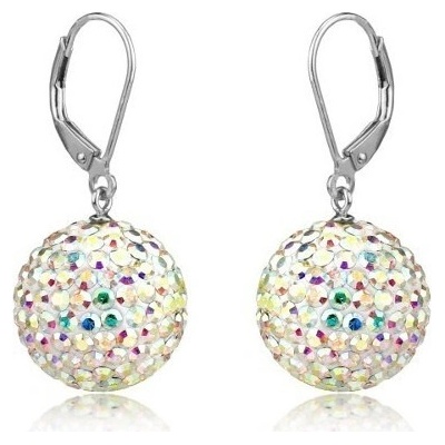 Prosperk náušnice ocelové kuličky Swarovski duhové S2249
