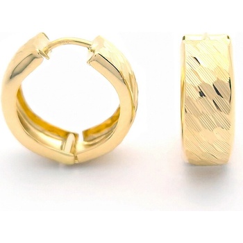 Šperk Holíč Gravírované kruhové zlaté náušnice 13mm ZN178