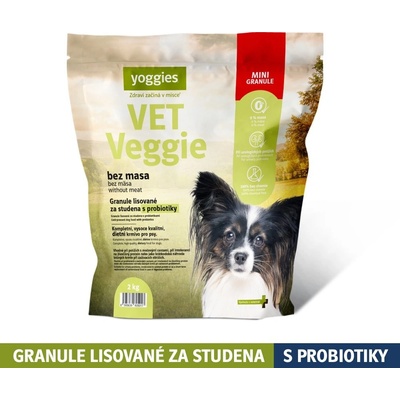 Yoggies MINI VET Veggie bez mäsa lisované za studena s probiotikami 2 kg