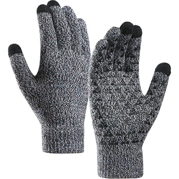 Плетени зимни ръкавици за тъч екрани - Iwarm Winter Braided Touch Gloves with Non-slip Details (23 см) (сив-черен) (ST0018)