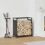 vidaXL Стойка за дърва, черна, 60x28x65 см, студеновалцувана стомана (864199)