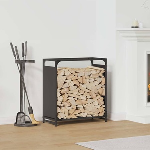 vidaXL Стойка за дърва, черна, 60x28x65 см, студеновалцувана стомана (864199)
