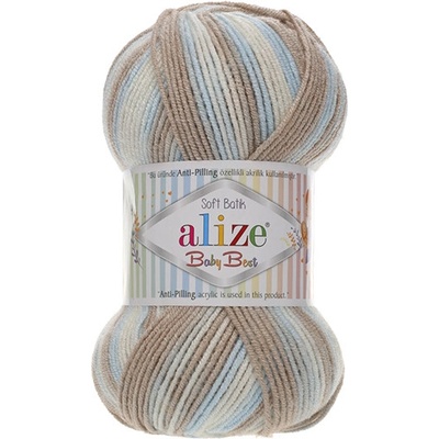 Alize příze Baby Best Batik 6657 krémová, modrá, hnědá