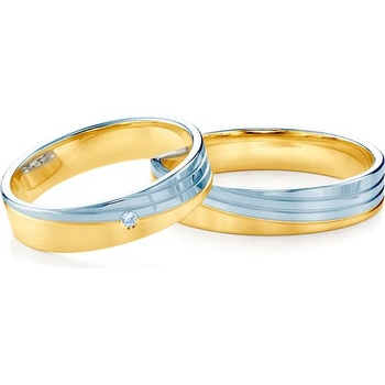 Image 1 of SAVICKI Сватбени халки: двуцветно злато, плоски. 4.5 мм