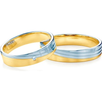 SAVICKI Сватбени халки: двуцветно злато, плоски. 4.5 мм