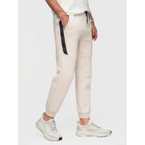 Ombre Clothing Мъжки спортни панталони с рибровидни маншети и декоративна цип - пясъчна V6 P1520 Ombre Clothing Ombre Clothing | Bezhov | МЪЖЕ | S