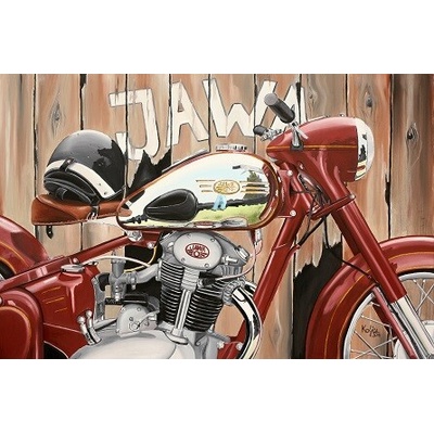 Obraz - Jawa 500 OHC - dřevo (plátno 120x80 cm)
