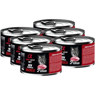 Alpha Spirit Котка Възрастни Иберико Свинско Протеин 6 x 200 г