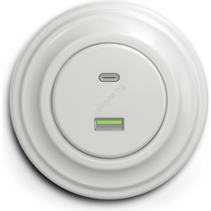Kliklap - Ретро USB контакт A+C с рамка от бяла керамика (KA0007K)