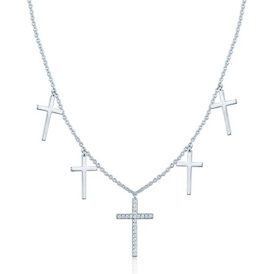 SAVICKI Колие с кръст Savicki: сребро, циркони