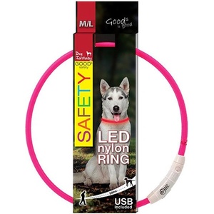 Dog Fantasy Нашийник Dog Fantasy LED нейлонов - розов, 65см