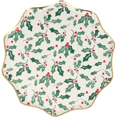 Meri Meri Хартиени табла за еднократна употреба в комплект от 8 бр. Holly Pattern - Meri Meri (269824)