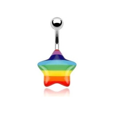 Šperky4U piercing do pupíku hvězda duha BA01016
