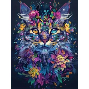 Norimpex - Puzzle Diamant painting: Floral portrait of a cat 30x40cm - 1 - 39 piese