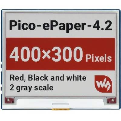 Waveshare 4.2inch E-Paper E-Ink Display Module (B) for Raspberry Pi Pico, 400×300, Red / Black / White, SPI