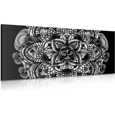 Obraz Mandala zdraví v černobílém provedení - 100x50