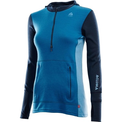 Aclima WarmWool Hood Sweater Net W Navy Blazer / Blue Sapphire / Azure Blue