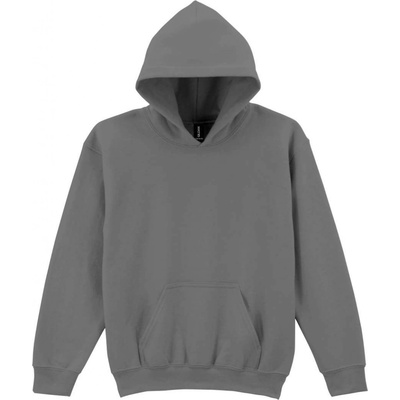 Gildan dětská mikina s kapucí Heavy blend dřevěné uhlí šedé