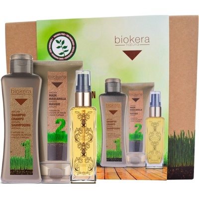 Salerm Biokera Argan Oil Plus šampon 300 ml + maska 200 ml + arganový olej na vlasy 60 ml dárková sada