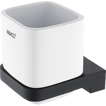 Nimco Maya Pohárik na kefy a pastu s držiakom, biela keramika/čierny mat MAC 29058K-90