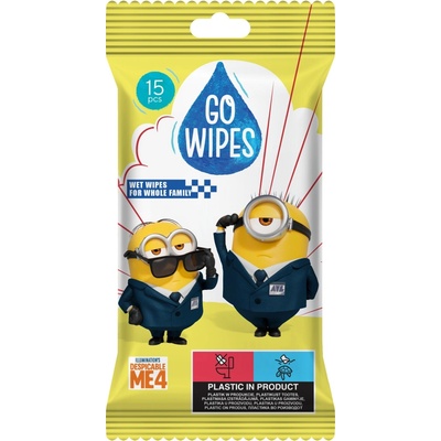 GoWipes vlhčené ubrousky s motivem Mimoň s antibakteriálním účinkem 15 ks