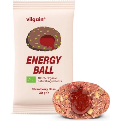 Vilgain Energy Ball BIO datlové kuličky plněné jahodovým džemem 30 g