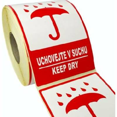 Traiva s.r.o Značení obalů - Uchovejte v suchu / Keep dry - červený piktogram Verze: x mm tl. mm - kotouč 500 ks - Kód: 17656