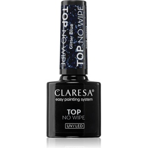 Claresa UV/LED Top Glitter No Wipe гел топ лак за нокти с блестящи частици цвят Glitter Blue 5 гр